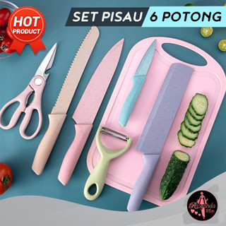 Pisau Set Dapur Stainless dilapis anti lengket 1 Set isi 6