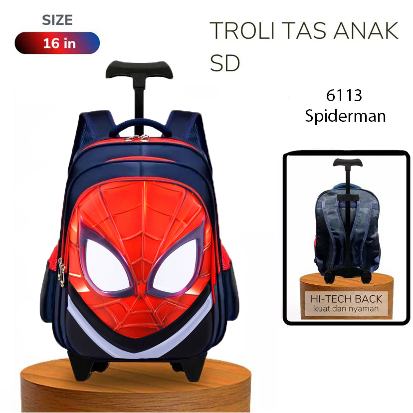 Tas Troli Sekolah Anak SD Laki-Laki Ransel Import Anak Cowok Karakter Superhero Avenger 3D Emboss