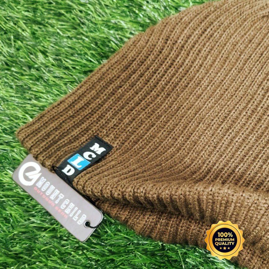 Beanie Hat Mountchild Kupluk rajut Warna Cokelat Gold Pria Wanita Dewasa Outdoor