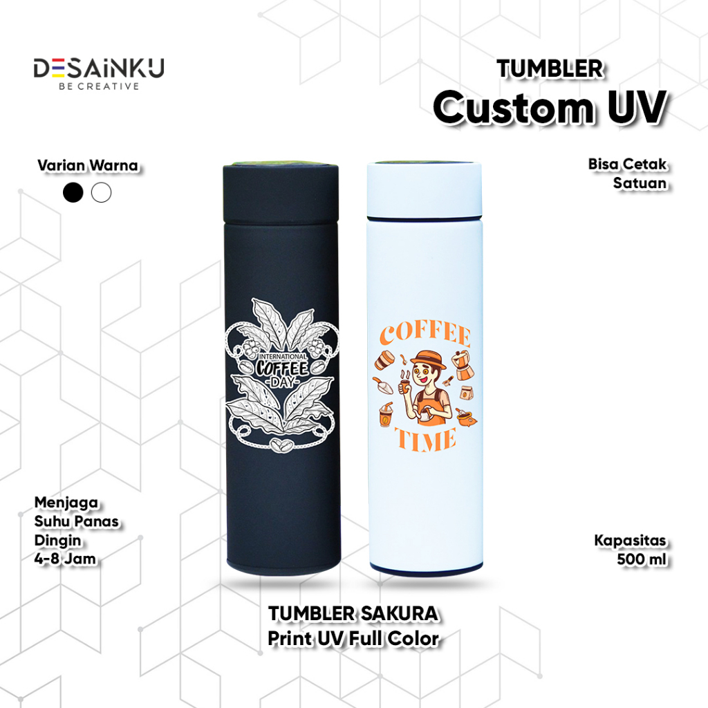 Custom Tumbler Sakura Termos Print UV -  Botol Minum Termurah Edisi Kopi / Coffee Edition