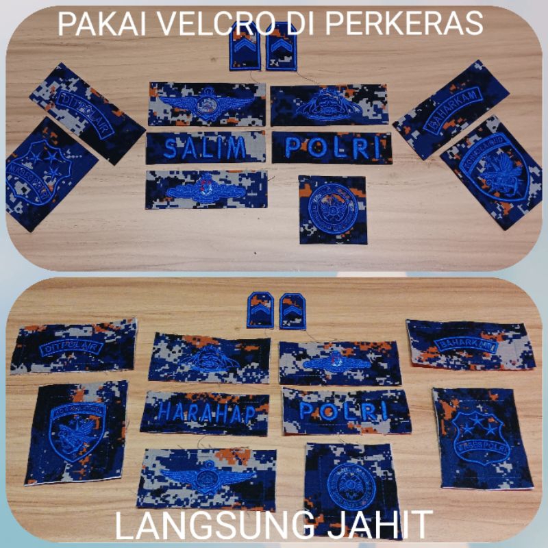 Bet timbul loreng airud - bordir emblem lengkap 1 set