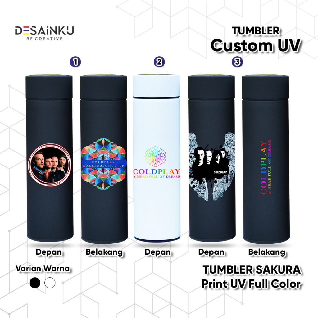 Custom Tumbler Sakura Termos Print UV -  Botol Minum Termurah Edisi Coldplay / Coldplay Edition