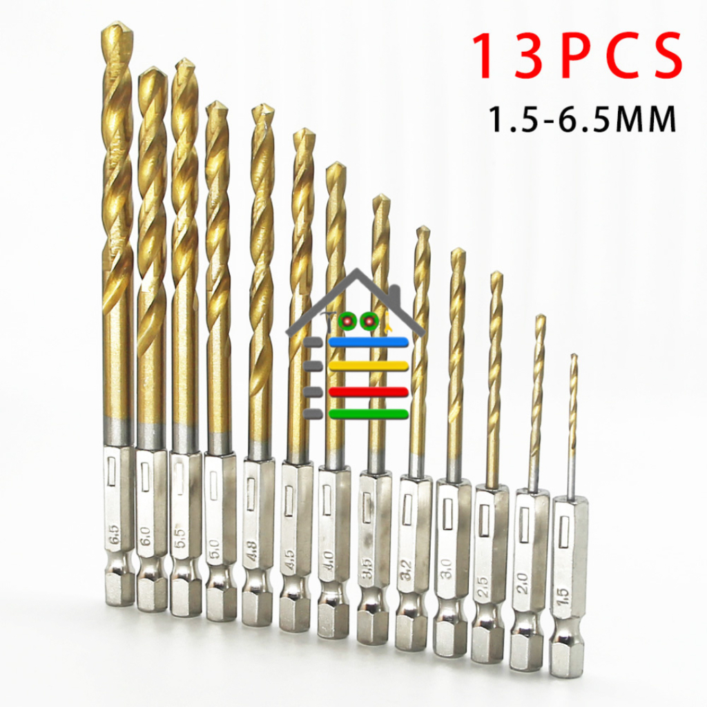 MATA BOR BESI BAJA SET 13 PC HSS TITANIUM COATED HEX SHANK