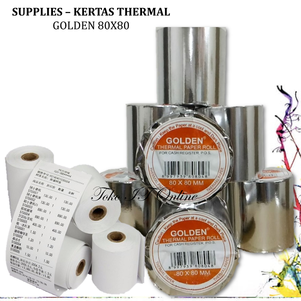 KERTAS THERMAL GOLDEN 80x80 MM KERTAS STRUK KASIR STRUK ANTRIAN STRUK PARKIR PRINTER 80MM