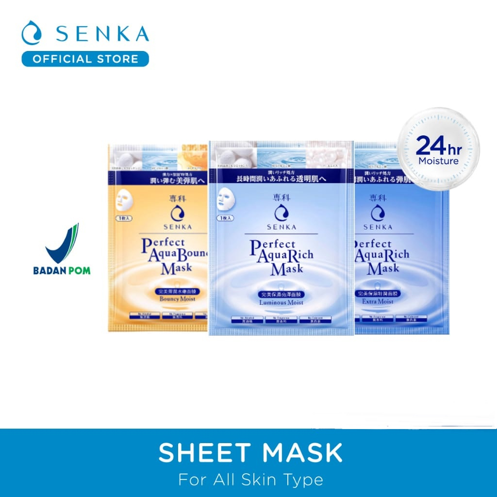 Masker Senka All Varian Perfect Aqua Rich - Extra Moist Mask - Lomunius Moist Mask - Bouncy Moist Mask Senka Masker Wajah Senkaa Masker Senka Sheet Mask Senka