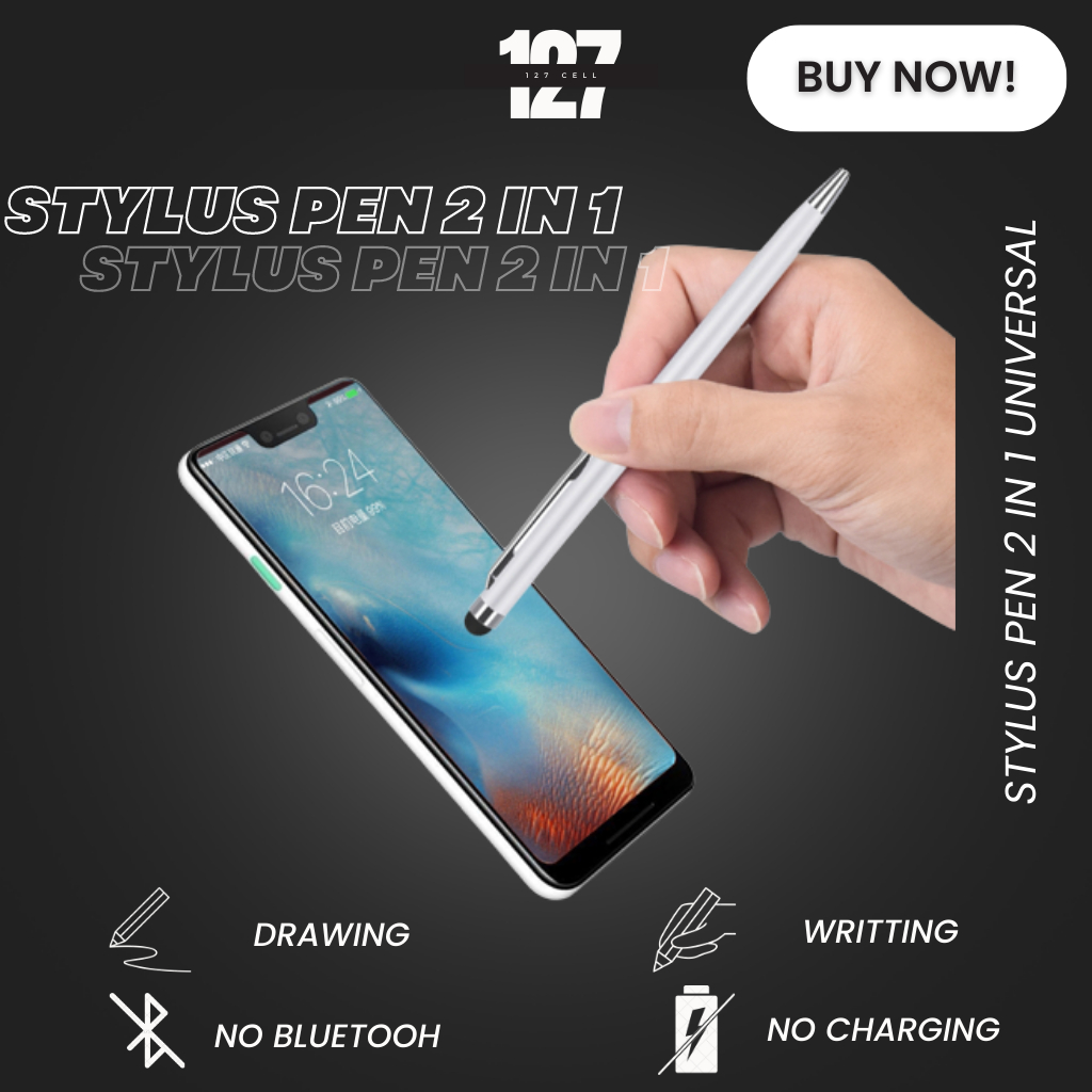 Stylus Pen 2 in 1  Stylus Pen Andorid Ballpoint Pensil HP Pen HP  Stylus Pen Universal Stylus For for Android HP Tablet Drawing Stylus Handphone Universal Touch Screen Bolpen Stilus