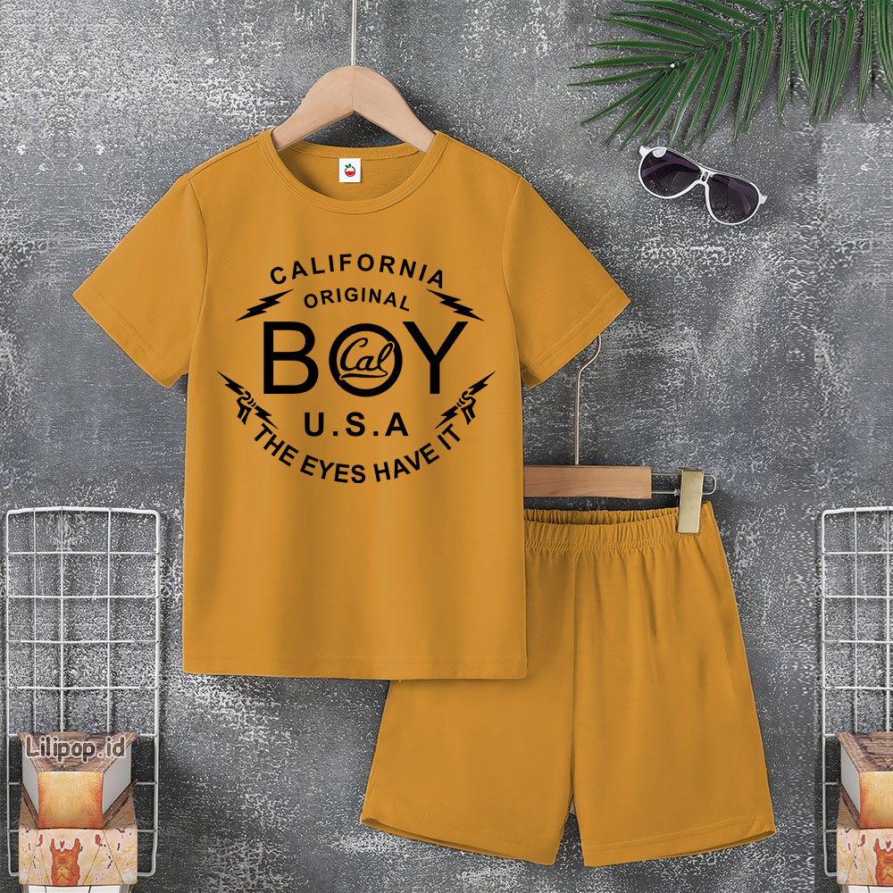 Baju Anak Stelan Usia 4-10 Tahun BOY Kaos 3/4 Cowok Cewek  Celana Pendek Harian