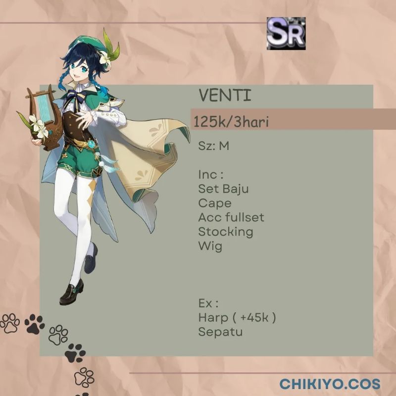 [RENTAL] Venti - Genshin Impact - Cosplay