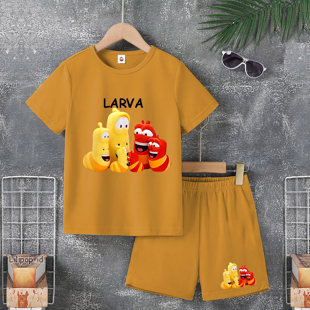 Baju Anak Stelan Usia 4-10 Tahun ALRVA Kaos 3/4 Cowok Cewek  Celana Pendek Harian