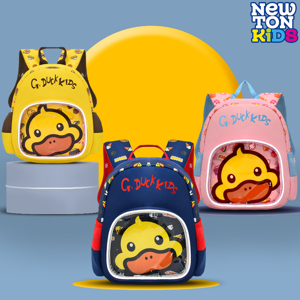 Newtonkids-Tas Ransel Sekolah Anak Bebek Paud-Tk/Ransel Sekolah Karakter/Ransel Terkini/Tas Fashion Anak/Tas Anak Import Terbaru