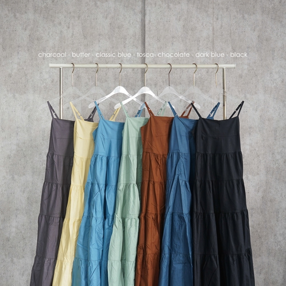 Premium Jo Sleeveless Dress TH 708 / 948 COTTON Gaun Panjang Tanpa Lengan Bahan Katun Casual Simple