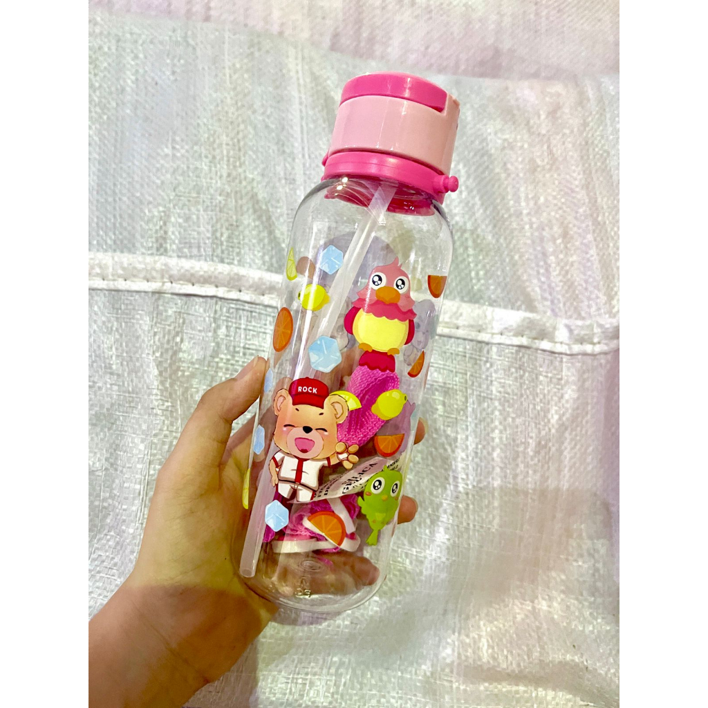 2175 Botol Minum Air Karakter Beruang Animal - Botol Minum Anak Dengan Sedotan 480ML - Botol Anak Sekolah Anti Tumpah