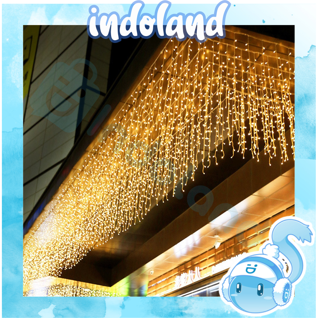 ☀INDOLAND☀ 4.85 Meter Lampu Natal Tirai LED Curtain Light | Tumblr Tirai Lampu Hias Warna Warmwhite dll E023