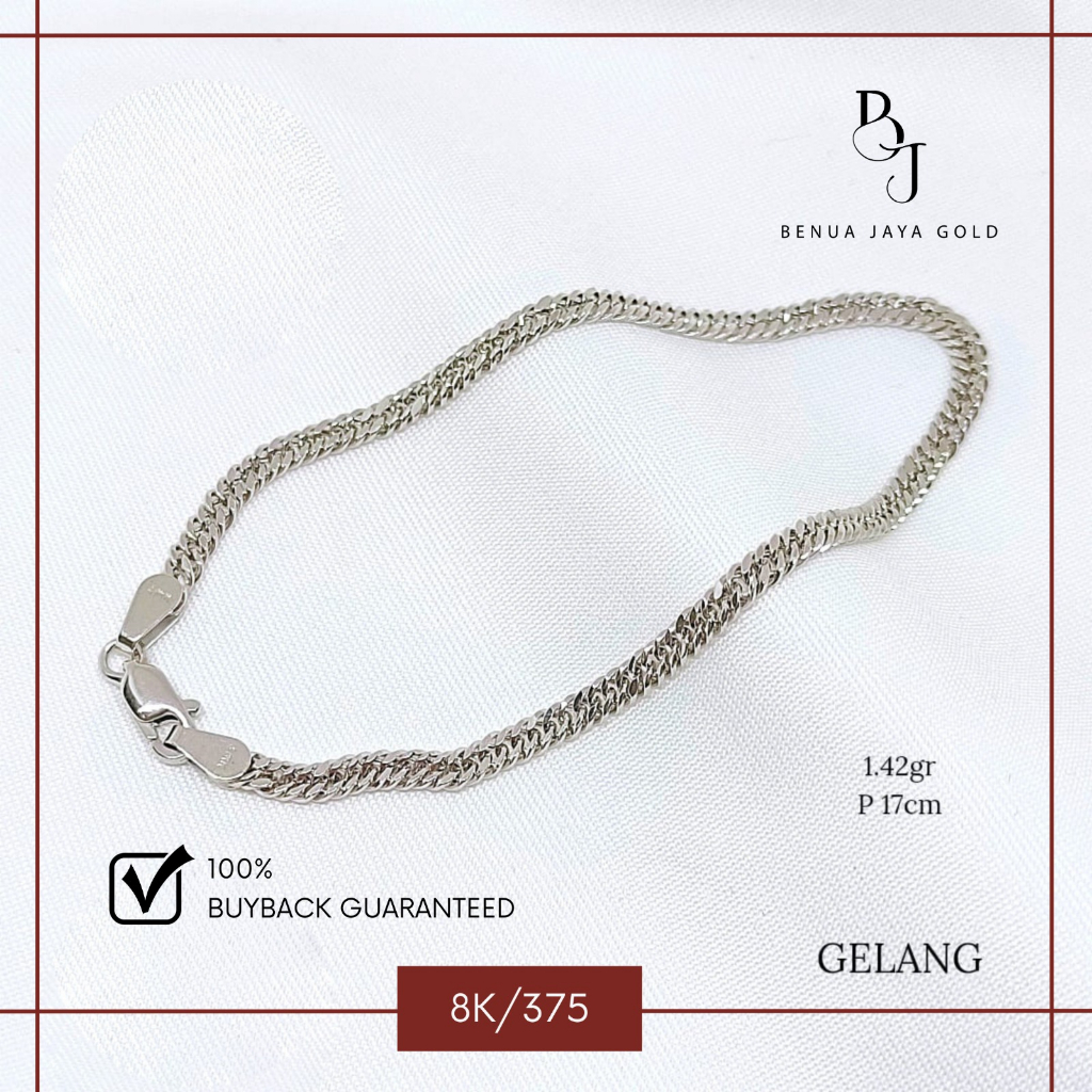 Gelang Rantai Stang Emas Putih 8K/375