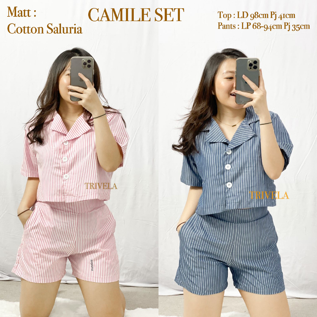 TRIVELA - CAMILE SET SALUR / SETELAN CELANA PENDEK WANITA / CAMILE SJJ