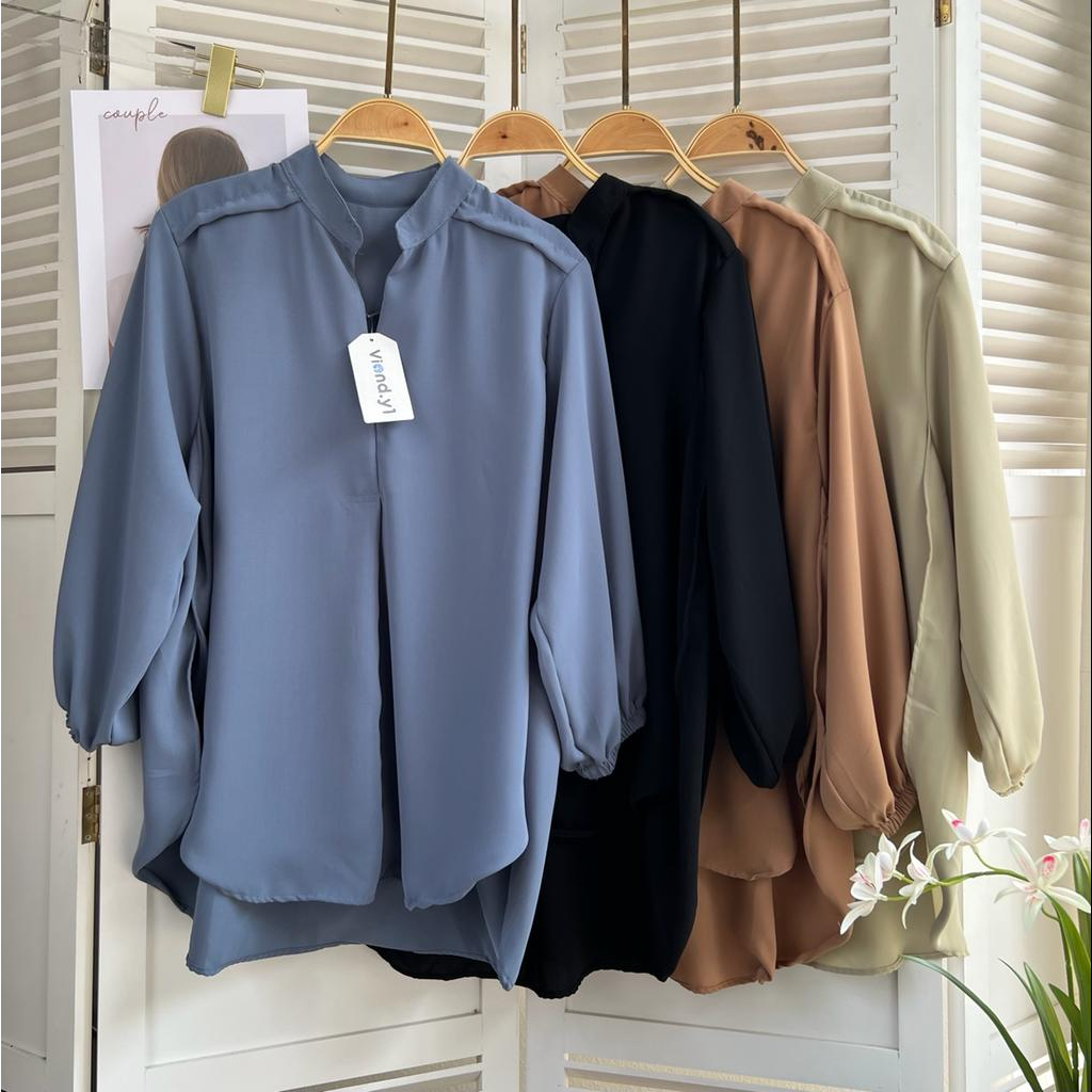 Kemeja Wanita Polos / Atasan Cewek Blouse Korea Oversize 123