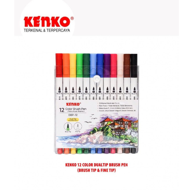 KENKO COLOR BRUSH PEN DBP-12 ( DUAL TIP )