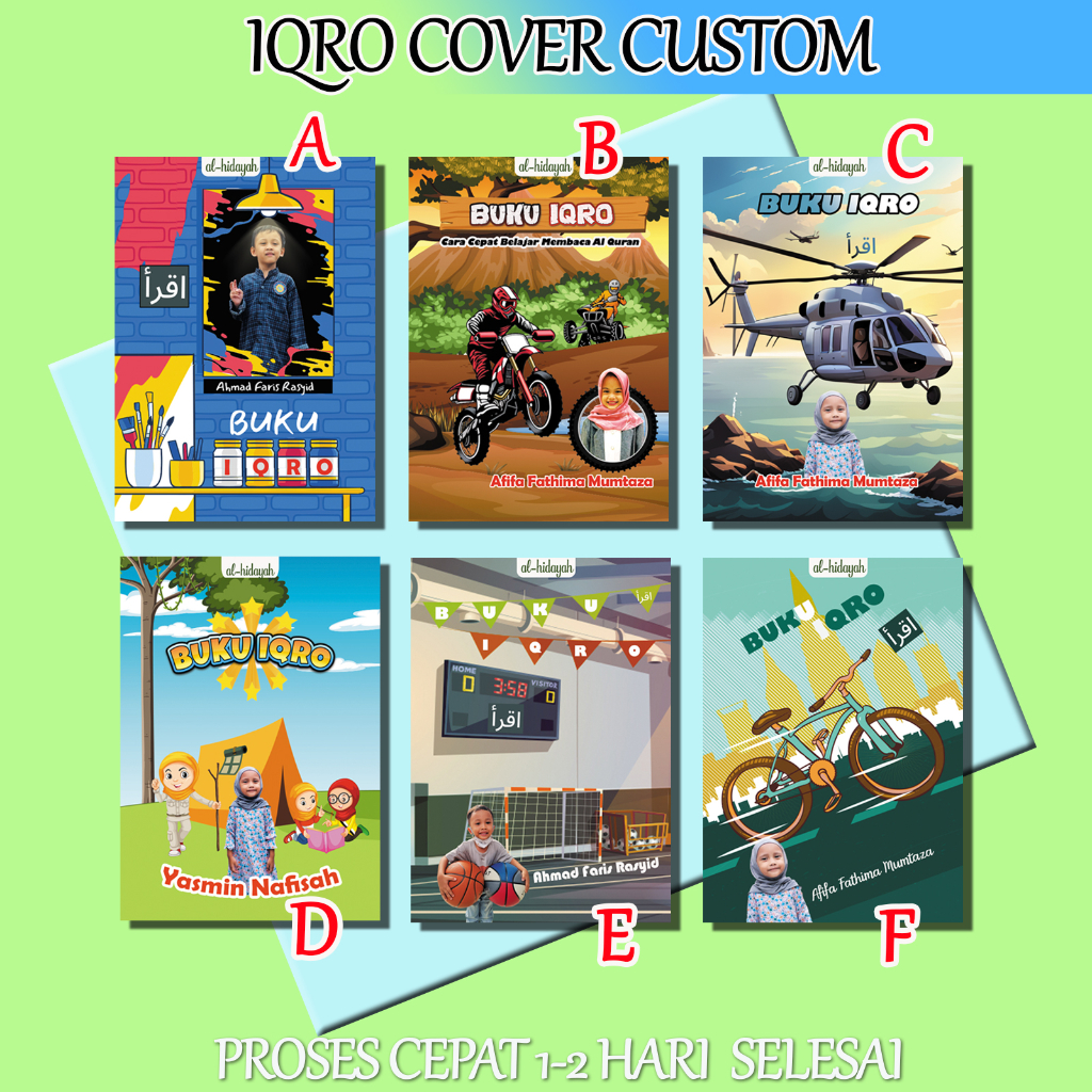 ( BISA CUSTOM CETAK NAMA+FOTO ) IQRO Bendel Kecil Plus Juz Amma dan Terjemah | Iqro COSTUM NAMA DAN 