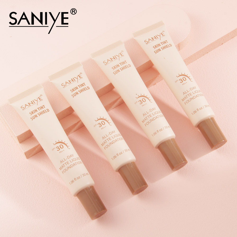 SANIYE Matte Foundation Cream Alas Bedak Tahan Lama Original SPF30 Sunscreen 4 Warna R6005