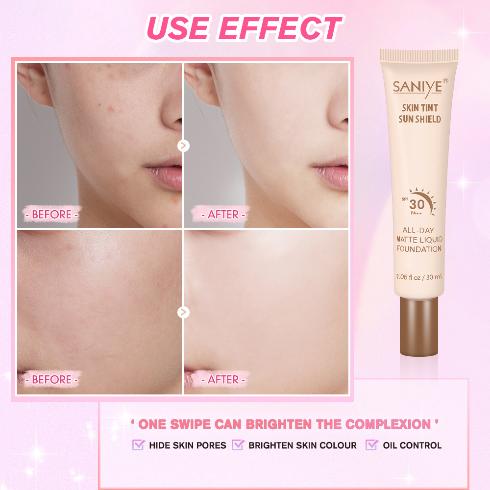 SANIYE Matte Foundation Cream Alas Bedak Tahan Lama Original SPF30 Sunscreen 4 Warna R6005