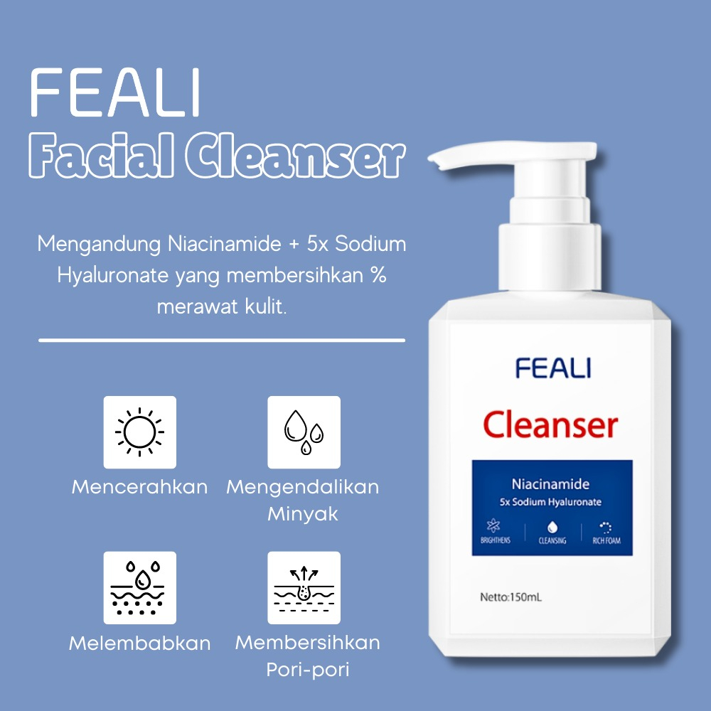 *RM*FEALI - Facial Wash Niacinamide 5x Sodium Hyaluronate Facial Wash Gentle Cleanser | Sabun Pembersih Muka untuk Skin Care