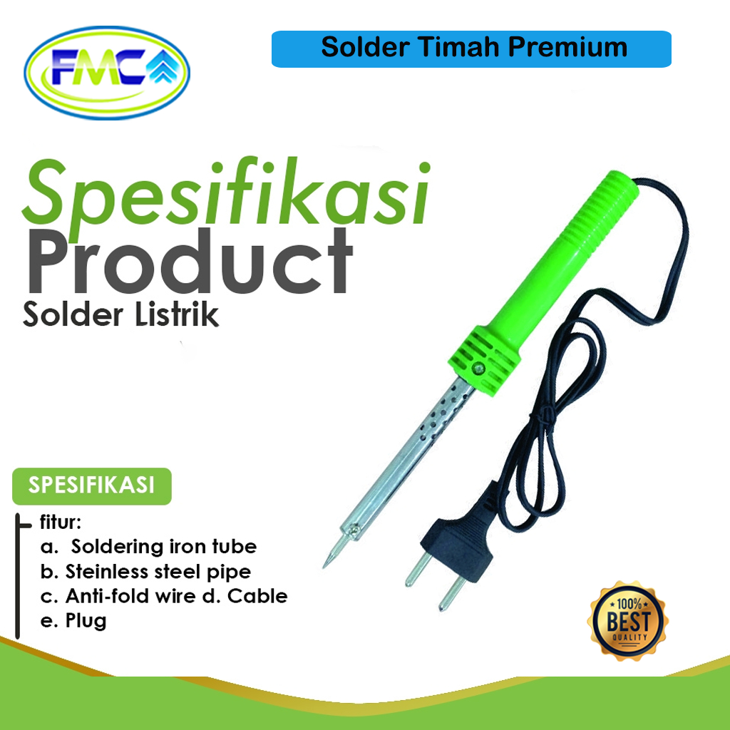 Solder Listrik 40watt  60 Watt Alat Soldering Kit Timah Gagang Lurus Premium