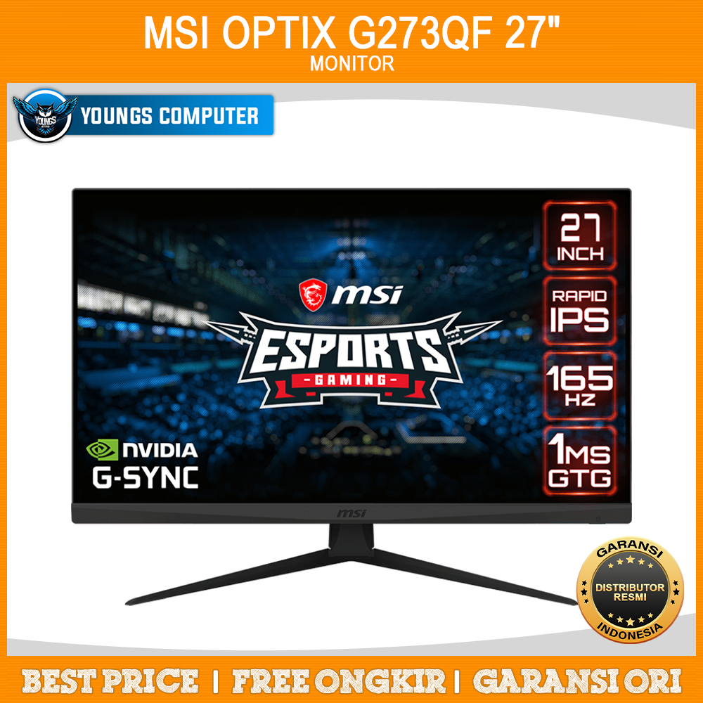 LED MSI OPTIX G273QF 27&quot; FLAT IPS 2K 165Hz 1ms G-Sync Gaming Monitor