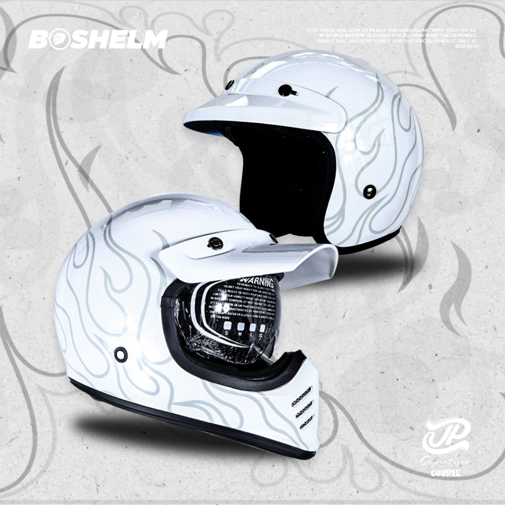 BOSHELM Helm Retro JP NOMADENS BROKEN WHITE Couple Edition