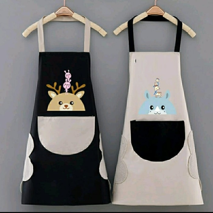 C16 Celemek Masak Apron Dapur Anti Air Minyak bisa Lap Tangan PREMIUM / KELINCI / RUSA / BEAR