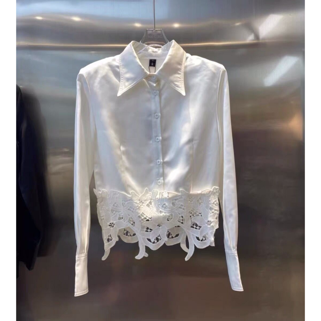 XIENNA Kemeja Korea Satin Puff Lengan Panjang