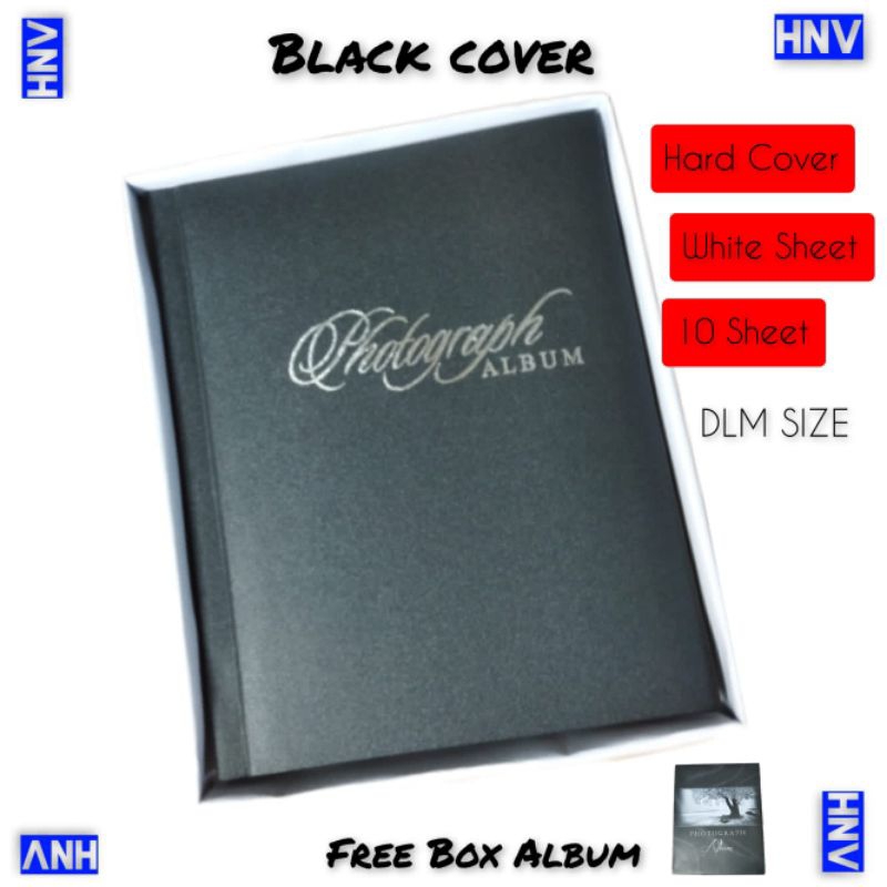BUKU ALBUM FOTO MAGNETIC 2R 3R 4R 5R COVER BLACK ELEGANT SMALL