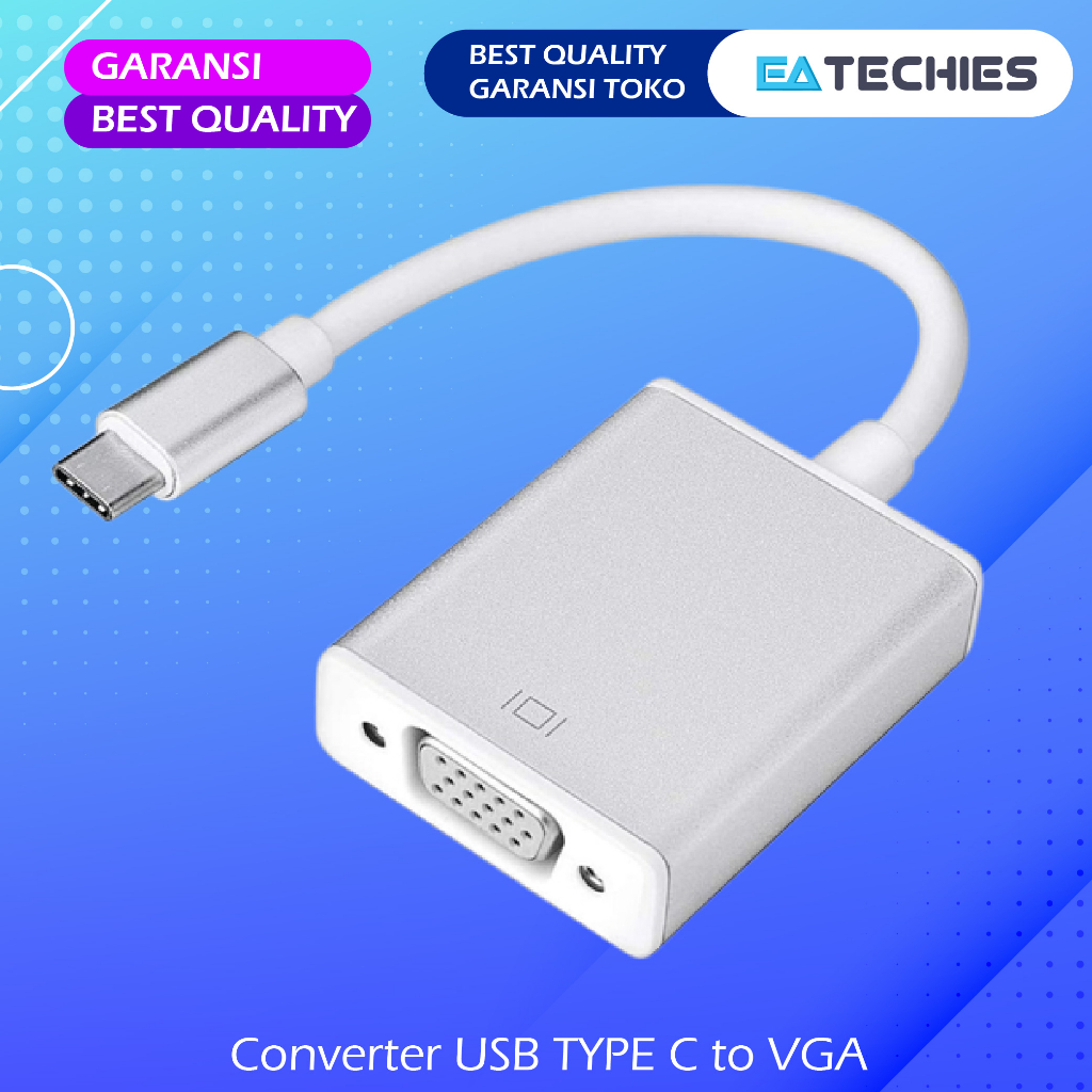 Kabel Konverter USB C Type Tipe Converter To Ke VGA Projector Adapter