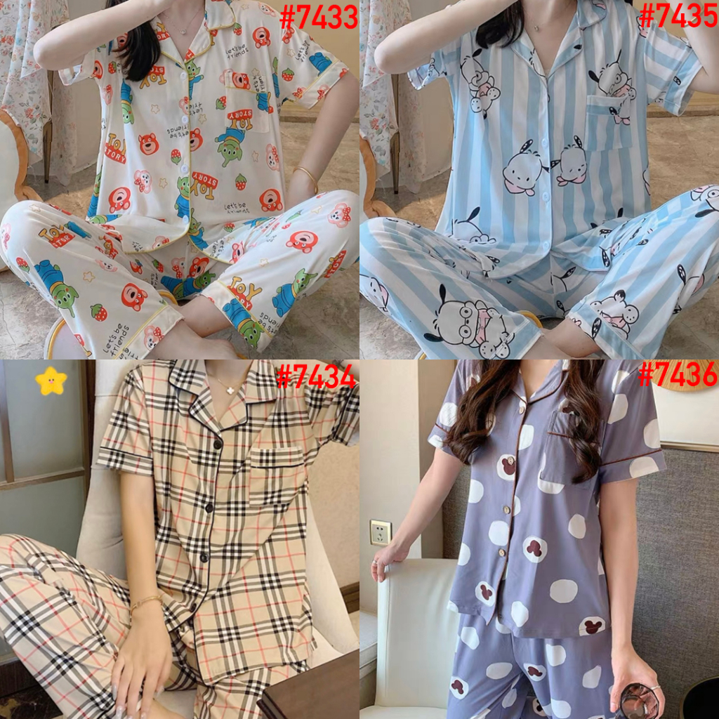 LEISURE WEAR Set Baju Tidur Wanita Dewasa Set Piyama CP Pajamas Import Kemeja Lengan Pendek Celana P