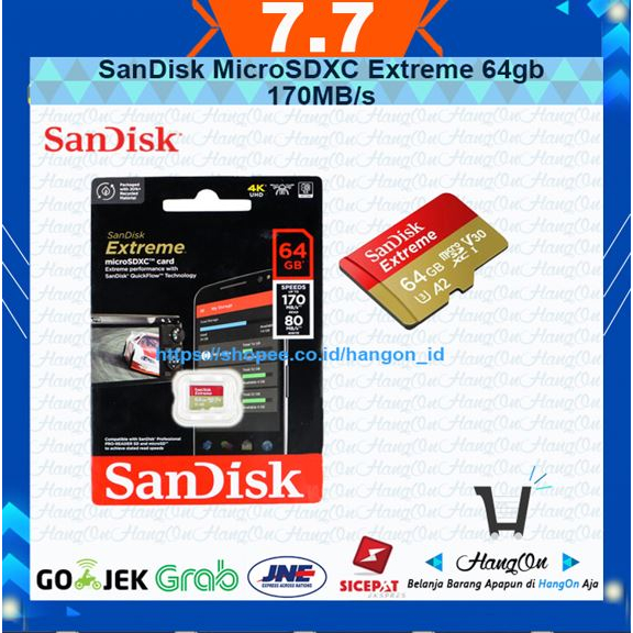 SanDisk Extreme Memory MicroSD 64GB A2 170MB/s MicroSDXC Card