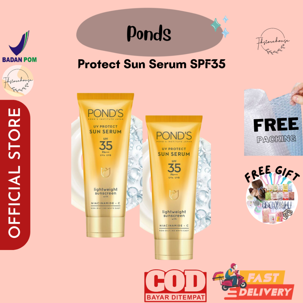 Pond's UV Protect Sun Serum SPF35 PA+++ UVA UVB Lightweight Sunscreen with Niacinamid-C 30g