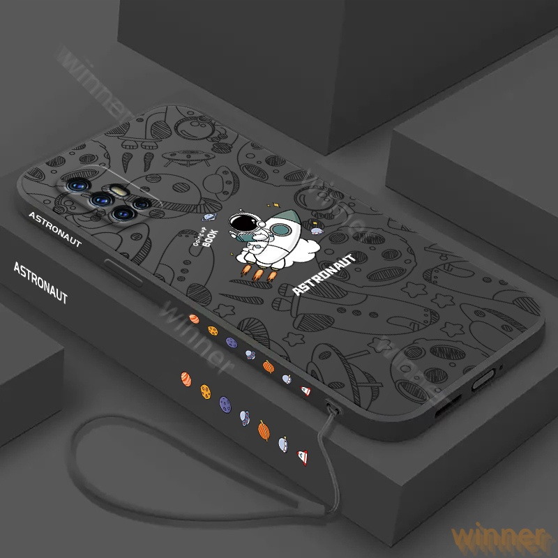 Case Samsung A51 Lovely ASTRONAUT FREE TALI Cartoon Silicone Square Gambar