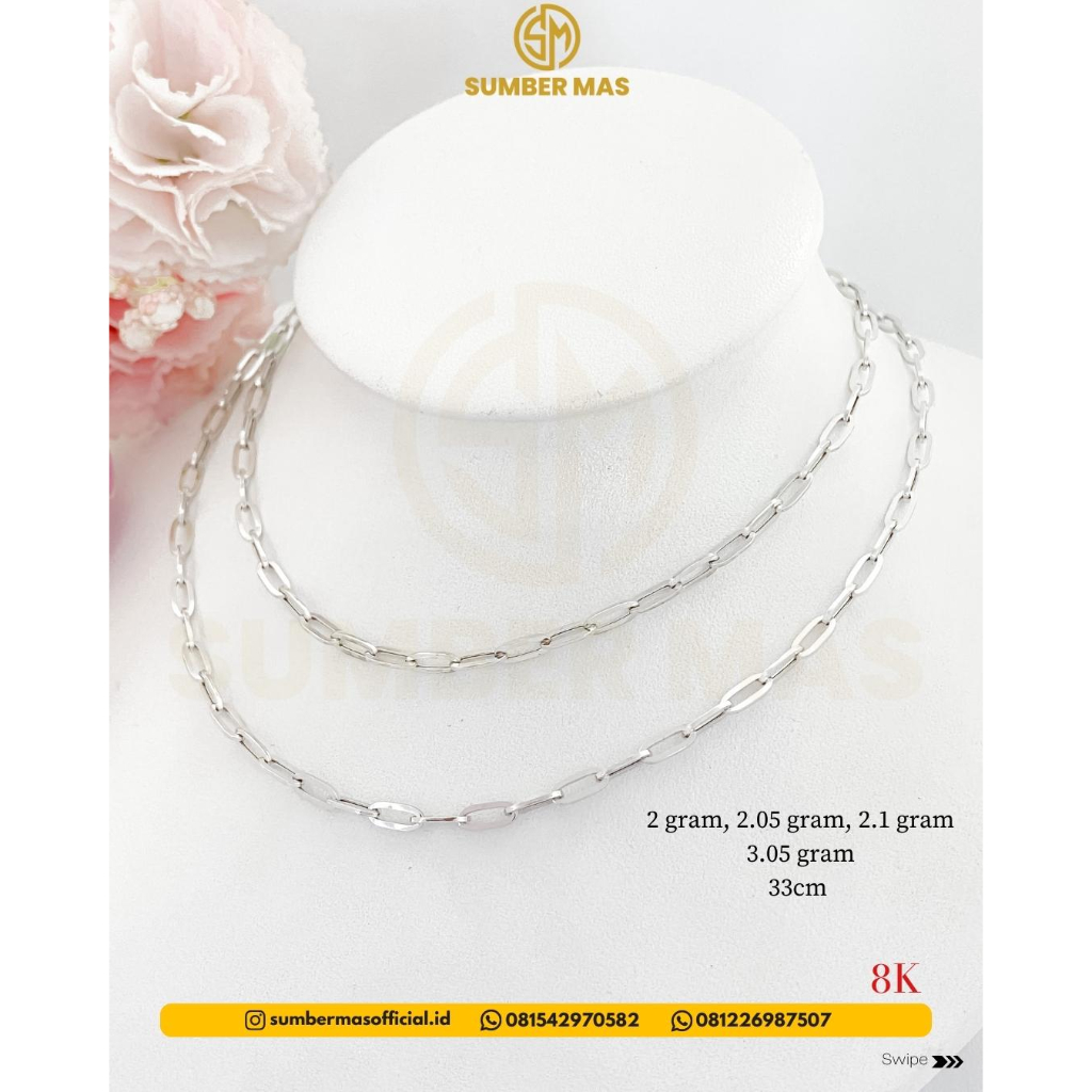 KALUNG PAPERCLIP KIDS SERIES FASHION WHITE GOLD 8K - SUMBER MAS