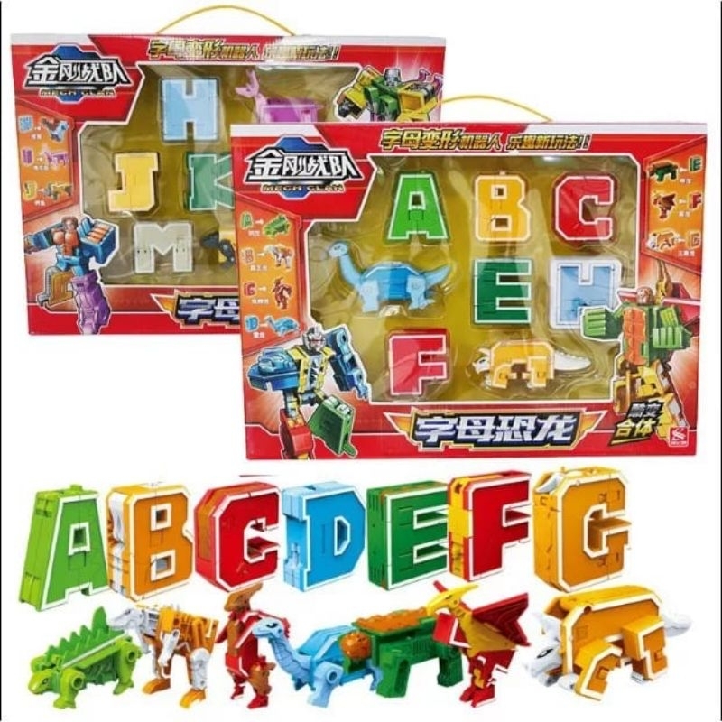 Mainan Robot Huruf Alphabet Berubah Bentuk Set