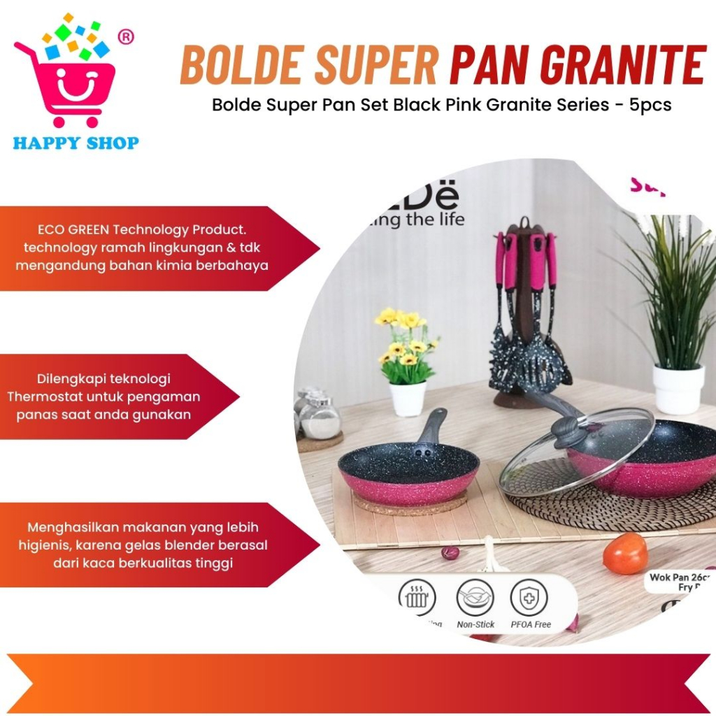 Bolde Super Pan Set Black Pink Granite Series - 5pcs