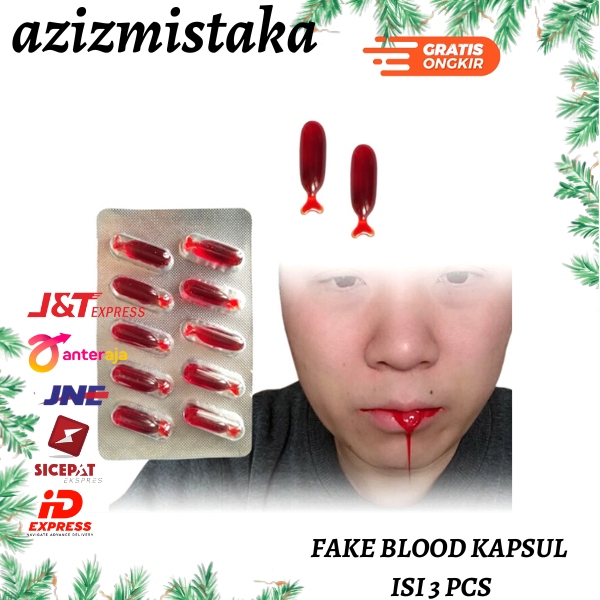 ✔️Splash⚡ Pil Darah Palsu Horor Kapsul Vampir Lucu fake blood mainan prank toy - Fake Blood 3pc caps