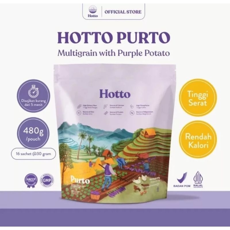 Hotto Purto Multigrain with Purple  Potato ISI 16 PCS Minuman Oatmeal Sereal Kaya Serat // HOTTO PURTO // HOTTO MULTIGRAIN // HOTTO CEREAL