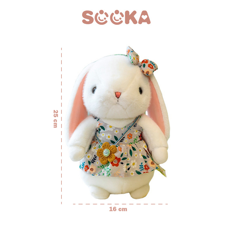 Boneka Kelinci Sooka Dengan Motif Bunga Lucu Menggemaskan, Boneka Kelinci Anak Cocok Untuk Hadiah Ulang Tahun 25 Cm SK-GDG1145