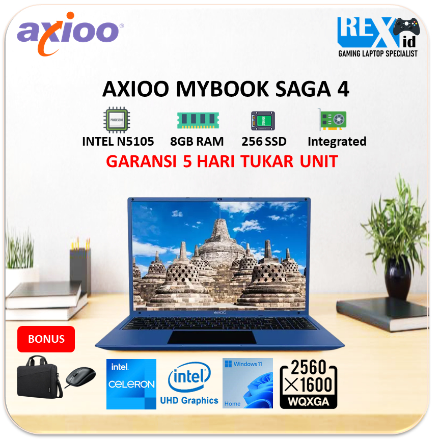 AXIOO MYBOOK SAGA 4 (N5105 8gb 256ssd W11 16.0inch Wqxga 2.5K)