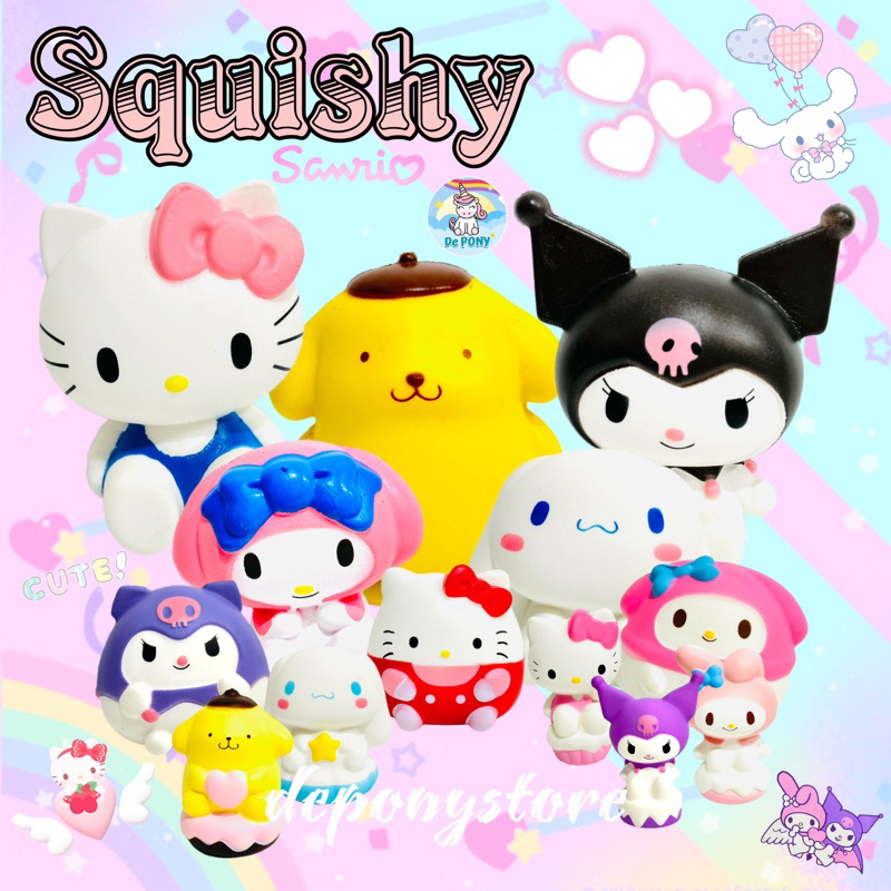 Mainan Squishy Sanrio New Mainan Anti Stress Lucu Melody Kuromi Cinnamomroll Hellokitty pompompurin