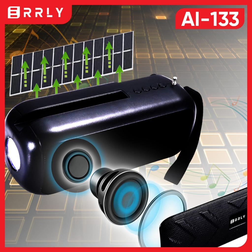 Speaker Bluetooth Solar ERRLY TWS AI-133 Radio Panel Surya Charger Matahari Speker Senter AL133