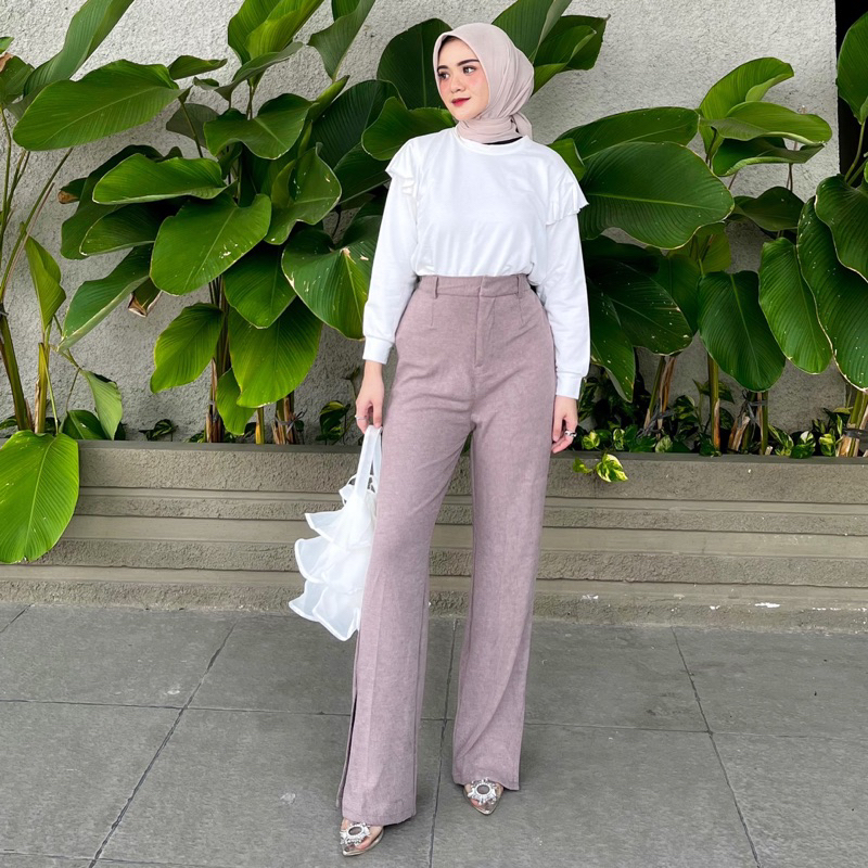 Atala Pants Knit Pants Kulot Celana High Waist by Vitafa