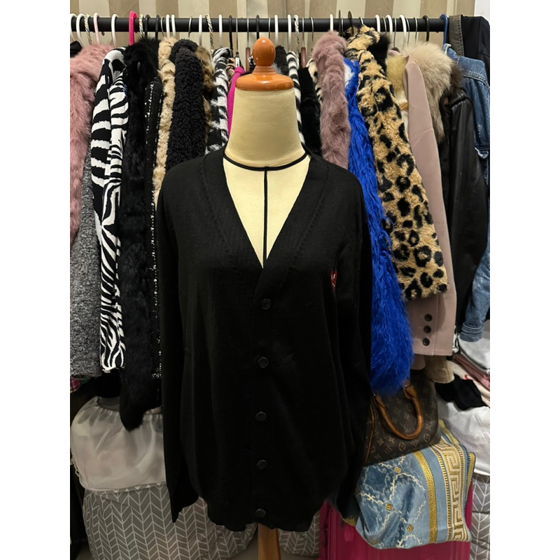 Cardigan Rajut Keith Haring v neck hitam