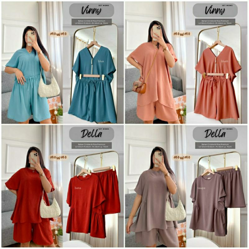 D DELLA / VINNY SET MOM BY MOWMO // Setelan Crinkle Airflow Premium DAily wear