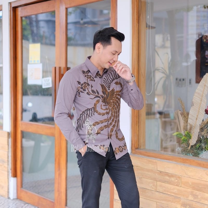 BATIK BOLO DEWO Motif SBY Evolution Kemeja Baju Batik Pria Lengan panjang Lapis furing Hem Atasan