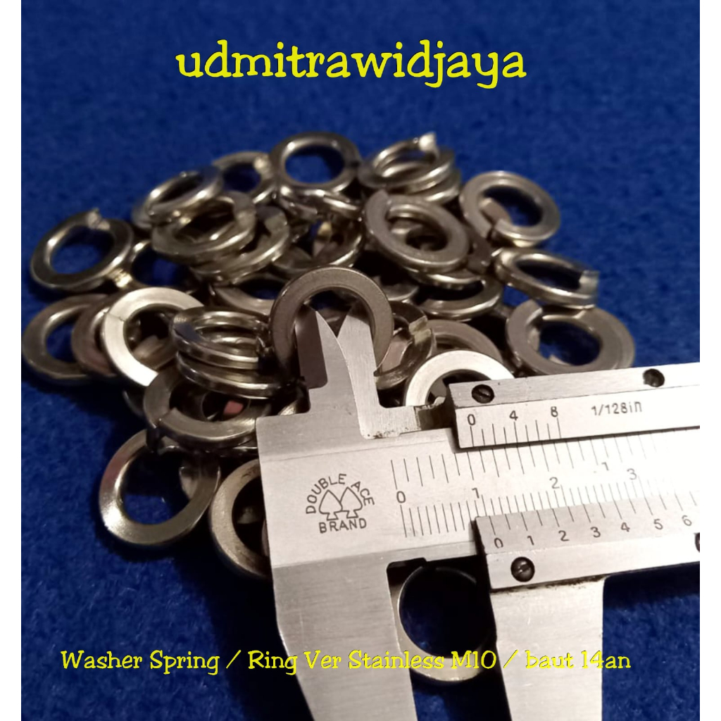 Ring ver pir tebal M10 washer spring WL washer lock ringver  stenlis lebar uk baut 14an ring tebal baut 14 an &amp; 17an ring per stainless M10 p 1.25 p 1.50